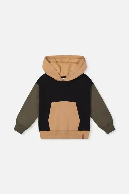 Hooded Colorblock Kangaroo Pocket Fleece Cardigan by Deux par Deux