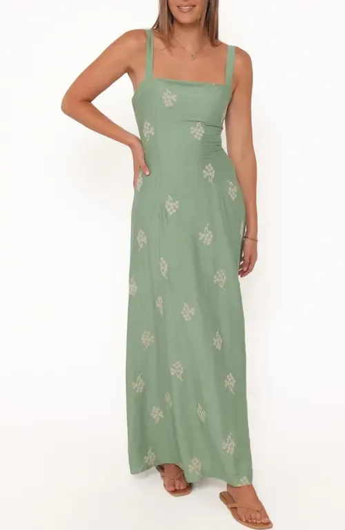 Oregon Embroidered Square Neck Maxi Dress by Petal & Pup
