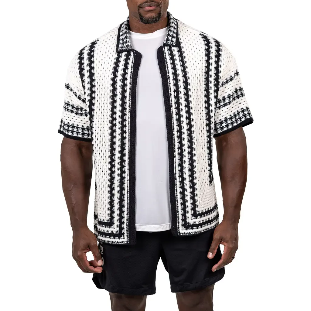Marthy Knit Short Sleeve Button-Up Shirt by Maceoo