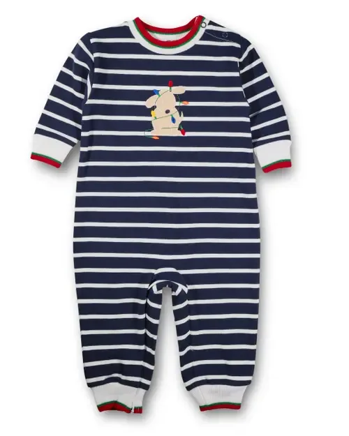Stripe Knit Longall with Holiday Lights Dog by Florence Eiseman