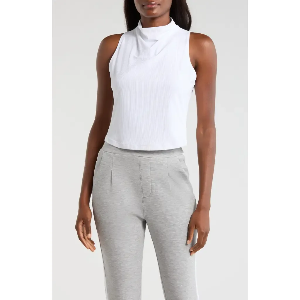Rib Funnel Neck Sleeveless Top by MPG