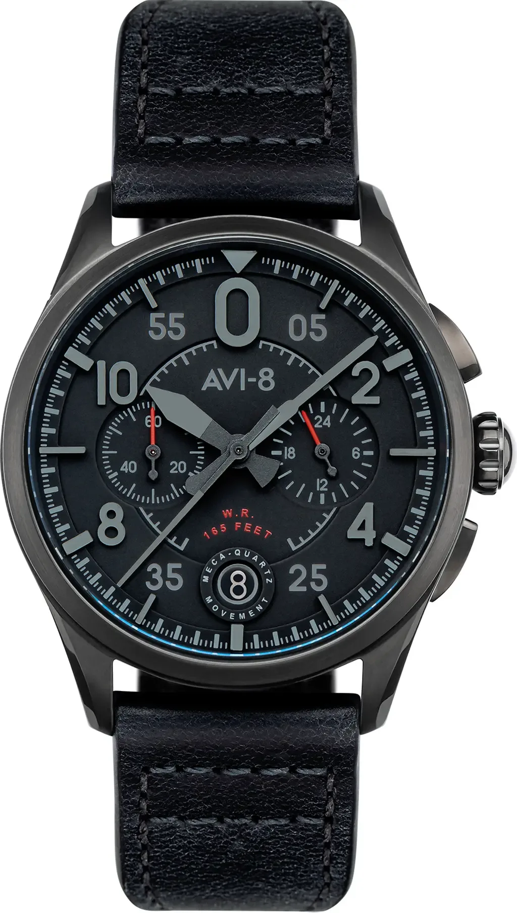 Spitfire Lock Slate Dial Chronograph Leather Strap Watch, 42mm by AVI-8