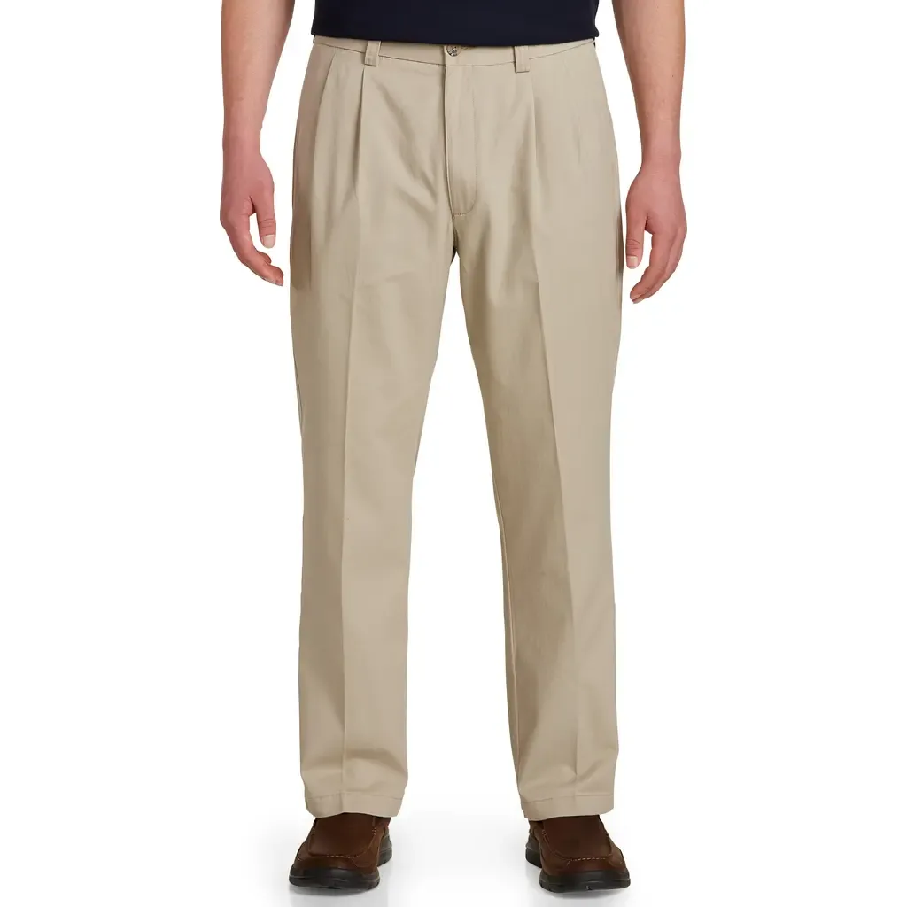 Waist-Relaxer Pleated Twill Pants by Harbor Bay by DXL