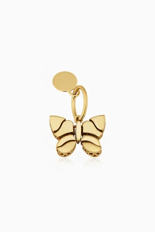 14K Gold Mosaic Butterfly Pendant Charm by Oradina