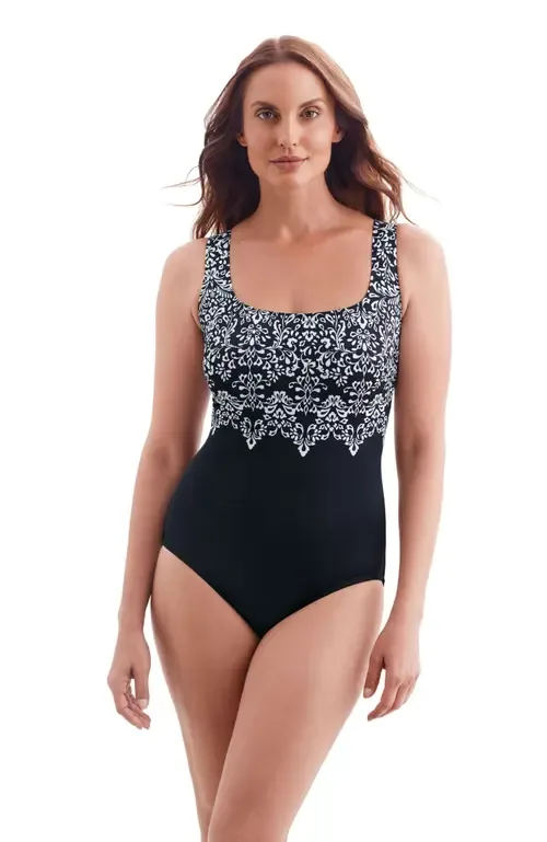 Double X-Back Tank Long Torso One-Piece Swimsuit by Longitude