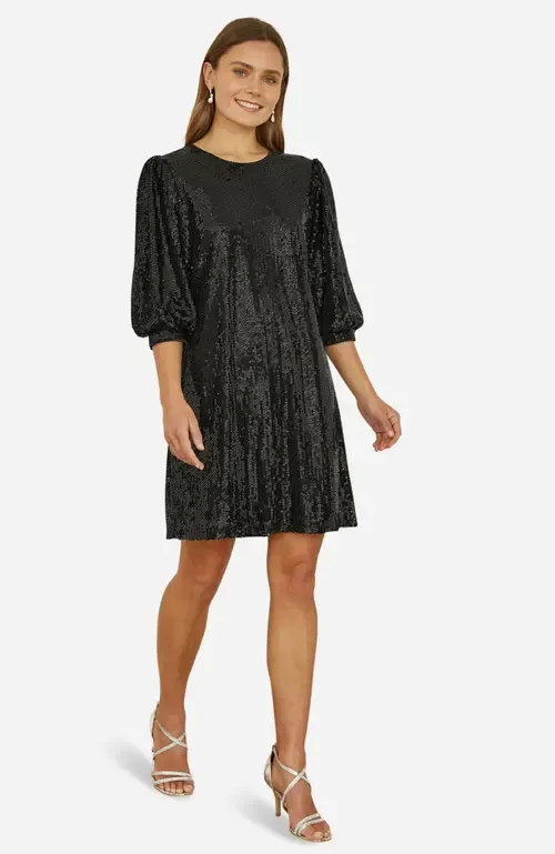 Balloon Sleeve Sequin Mini Dress