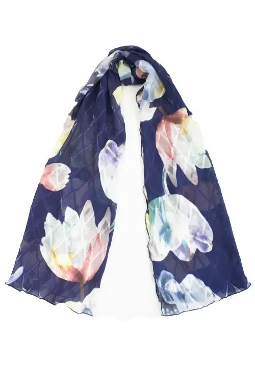 Floral Vines Chiffon Basket Weave Shawl