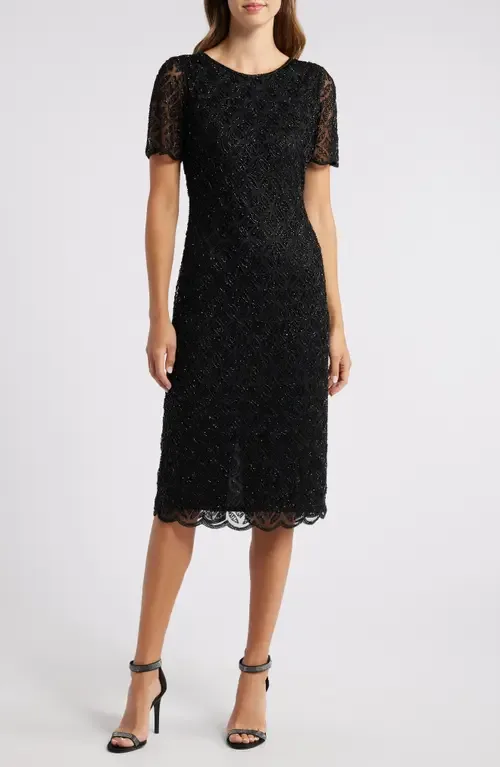 Beaded Midi Cocktail Dress by Pisarro Nights