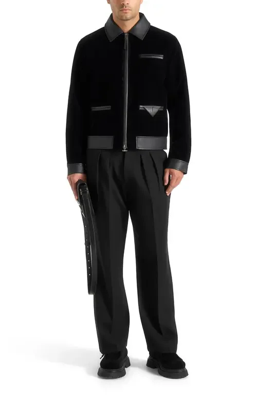 Tony Velvet & Leather Contrast Jacket by Manière De Voir