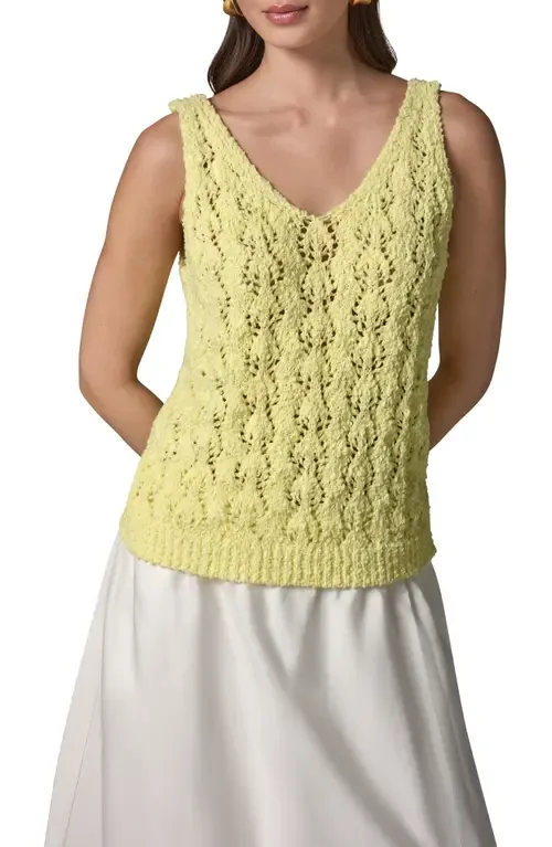 Double V-Neck Open Stitch Sweater Vest by Donna Karan New York
