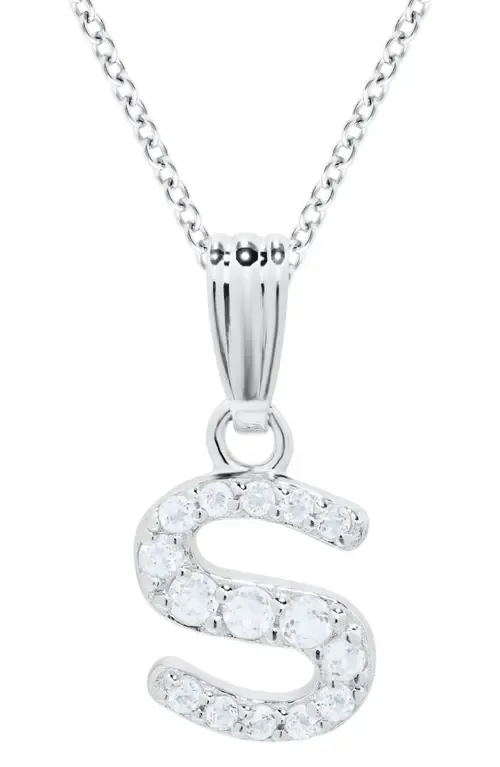 White Topaz Pavé Initial Pendant Necklace in Silver by Mignonette