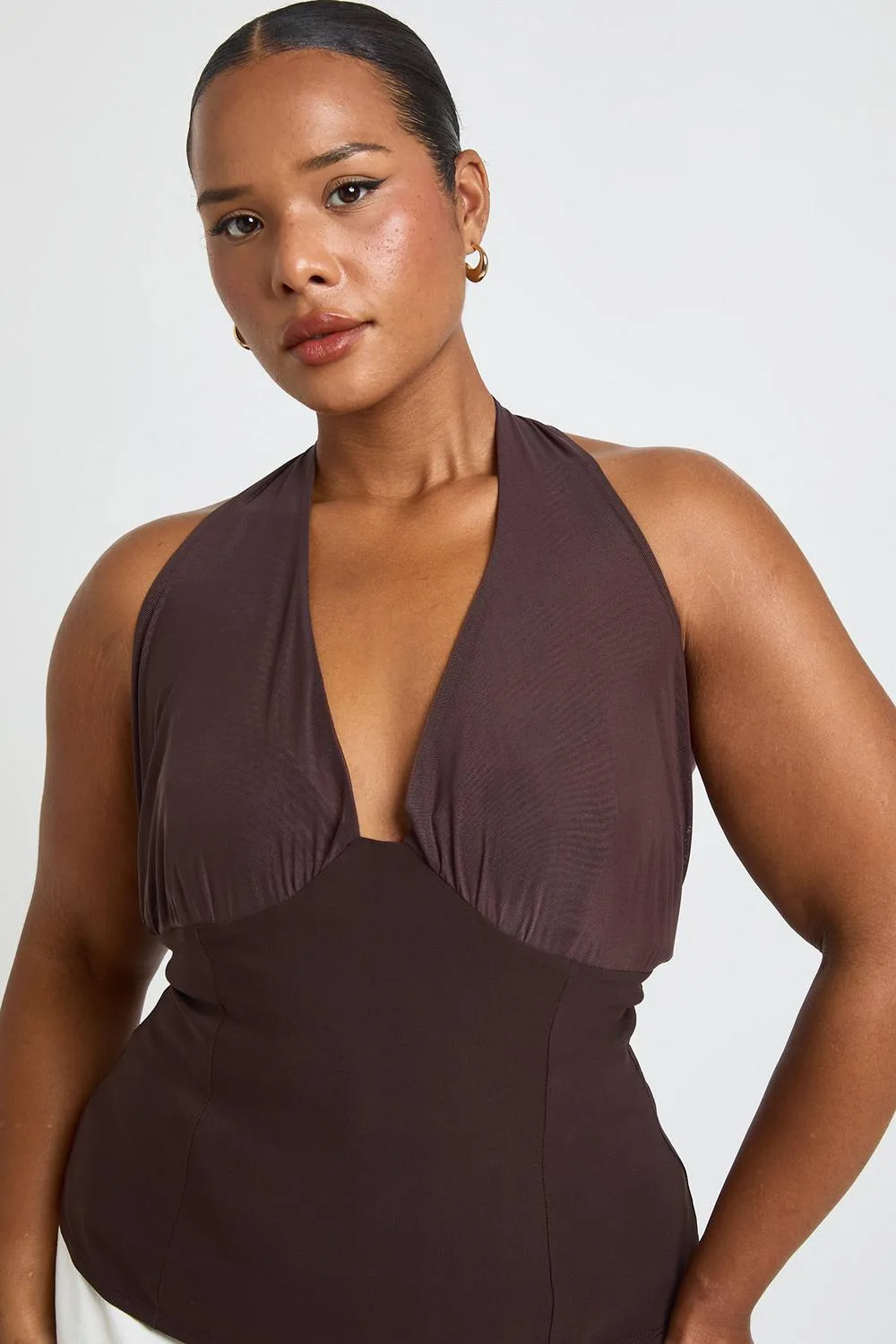 Mesh Halterneck Bengaline Top