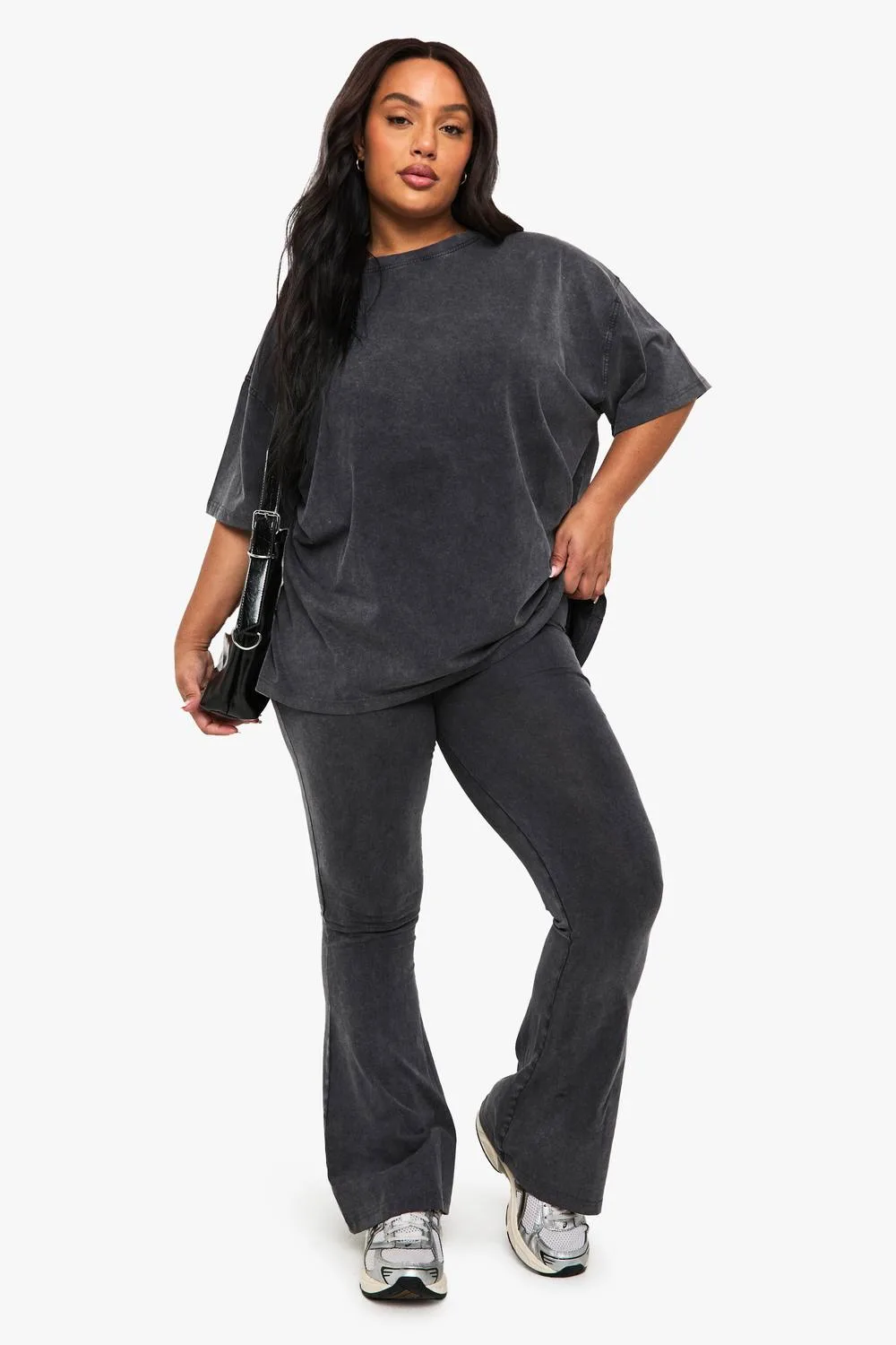Acid Wash Flared Legging Pants by boohoo