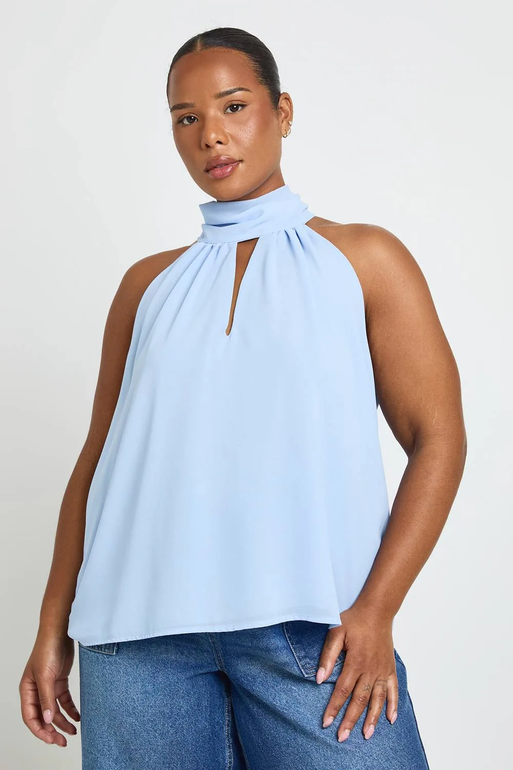 Chiffon Halter Neck Top by boohoo