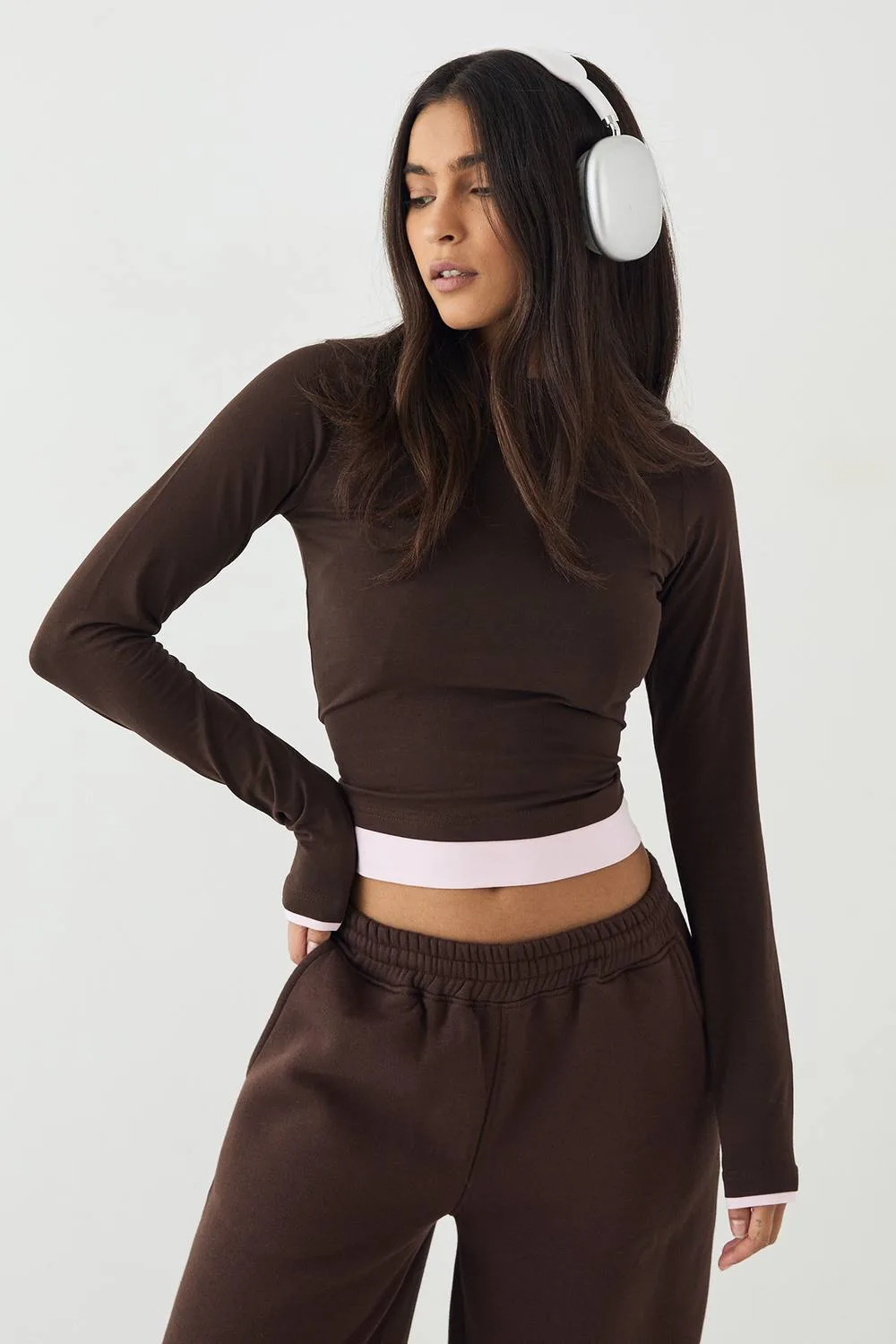 Contrast Long Sleeve Top by DSGN Studio