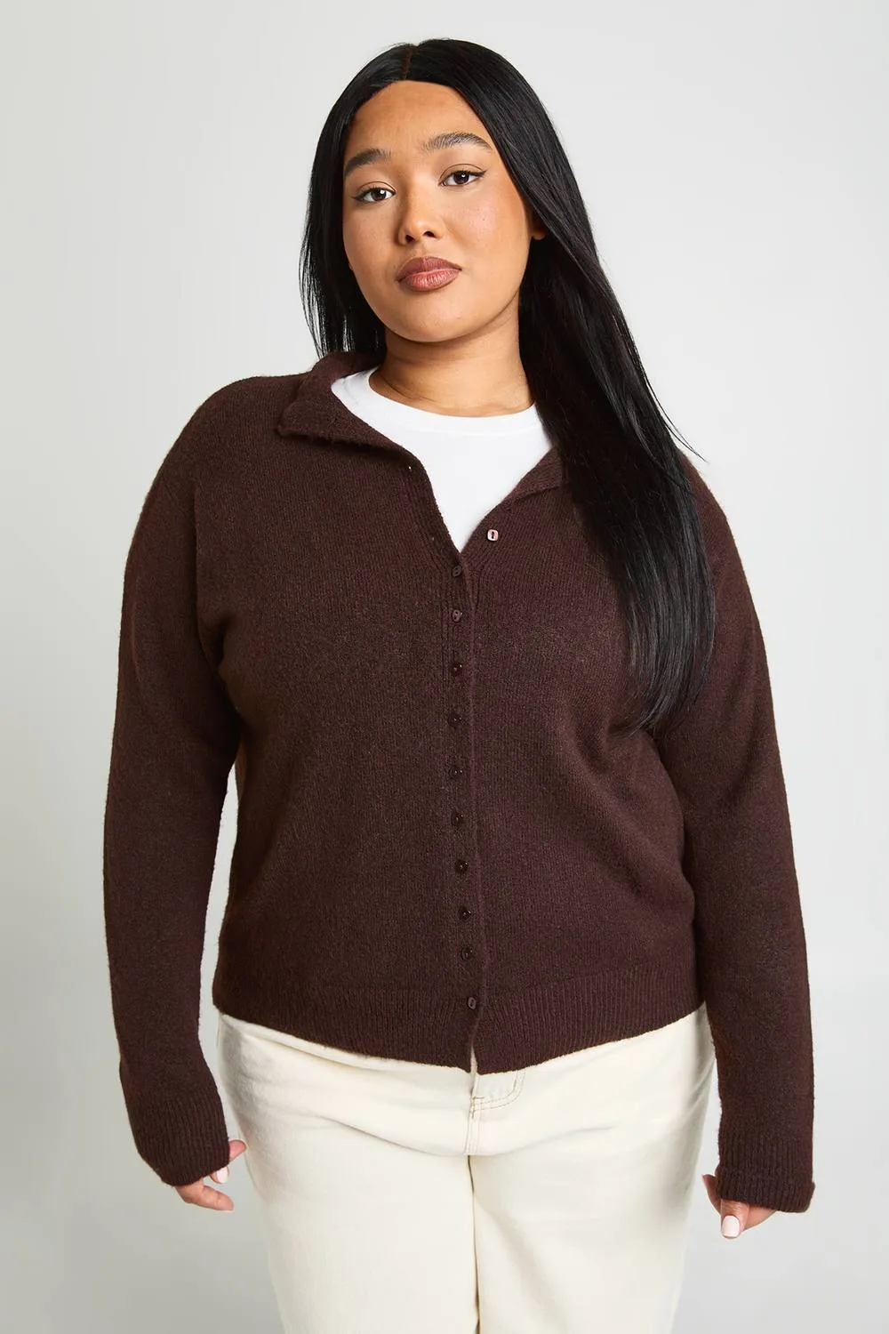 High Neck Button Through Cardigan by boohoo