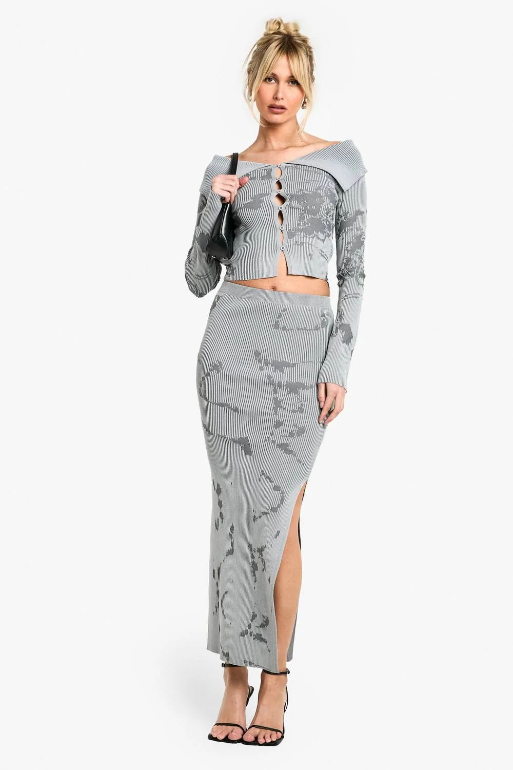 Abstract Floral Knitted Skirt Co-Ord by boohoo