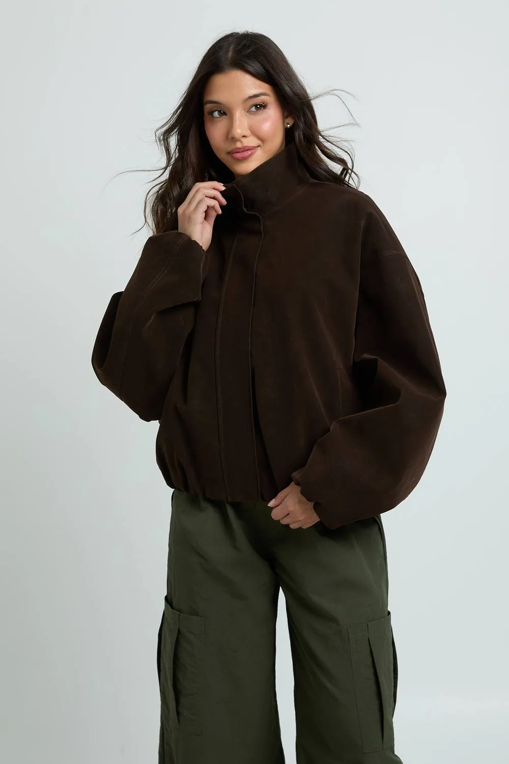 Peached Faux Leather Bomber Jacket by boohoo