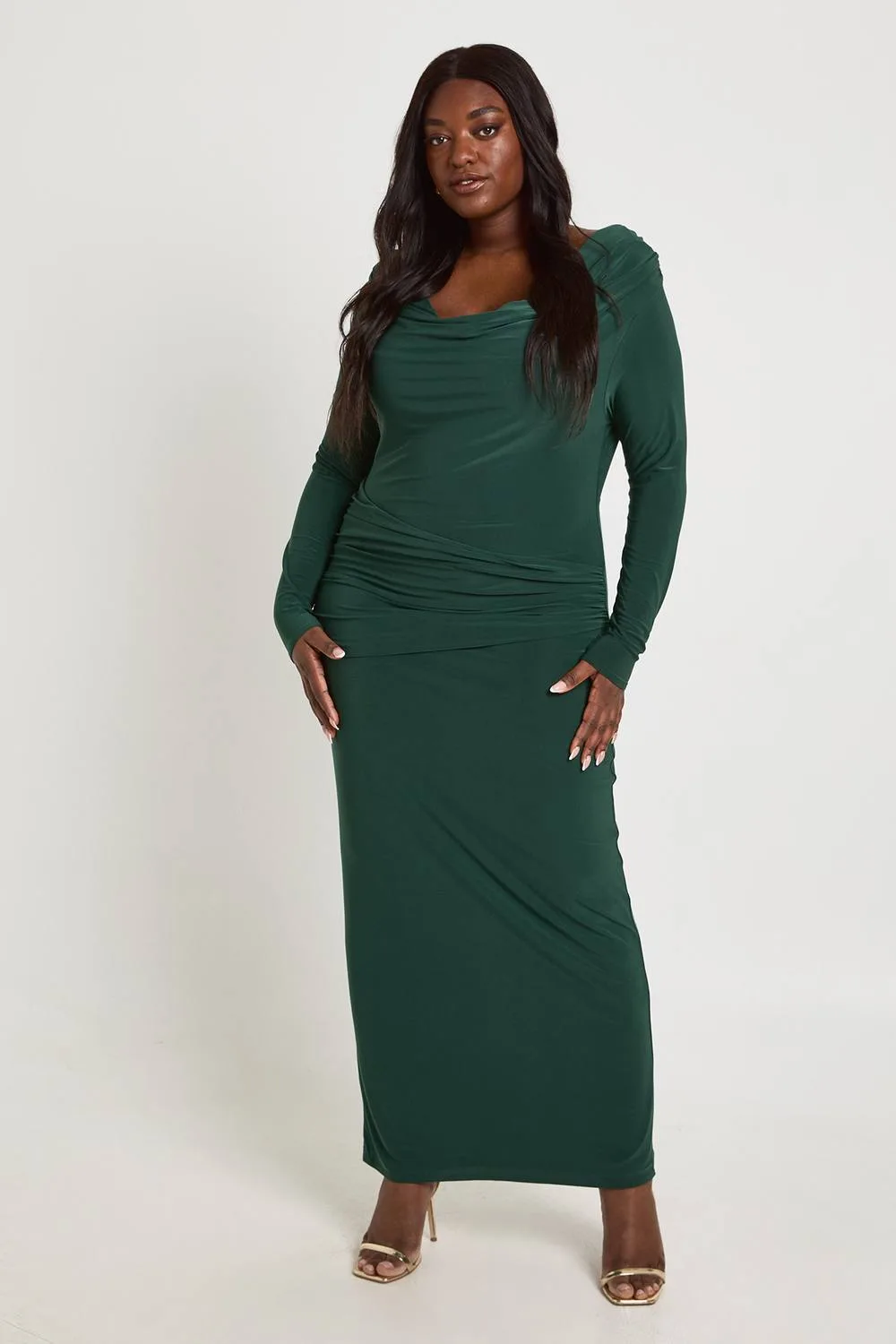 Slinky Bardot Column Maxi Dress by boohoo