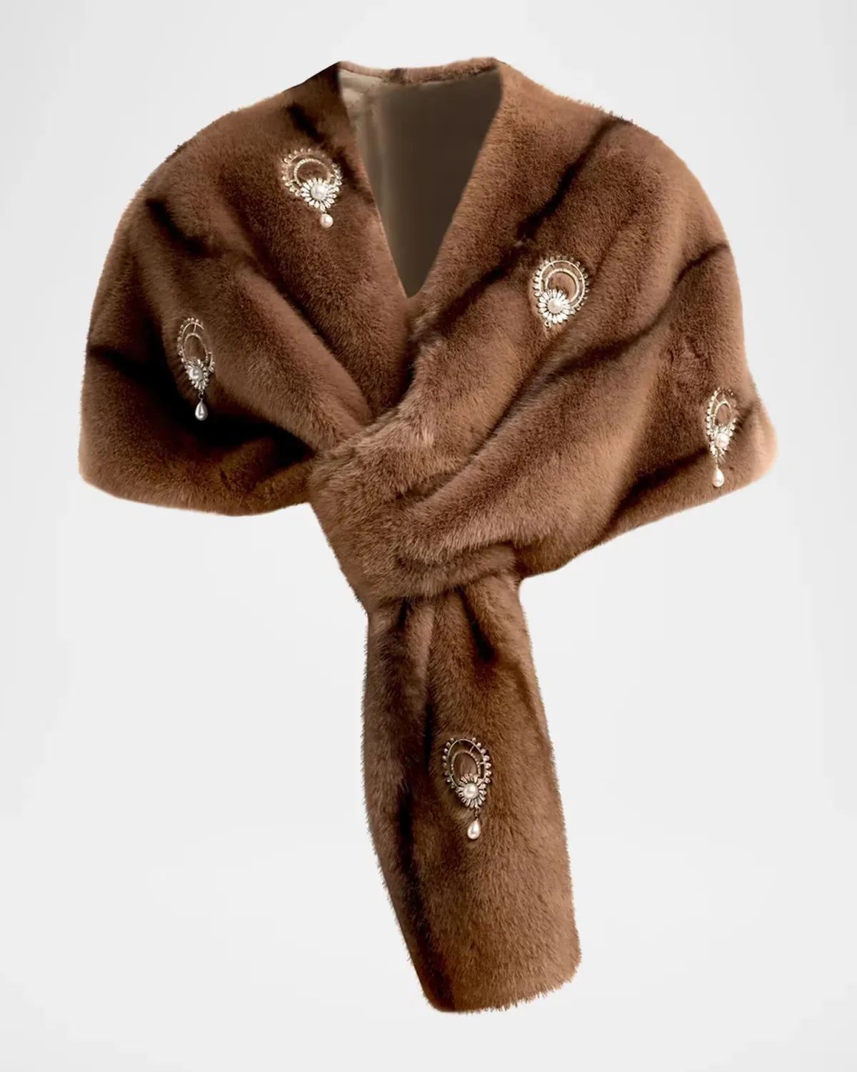Gianella Embellished Faux-Fur Stole by Cinq à Sept