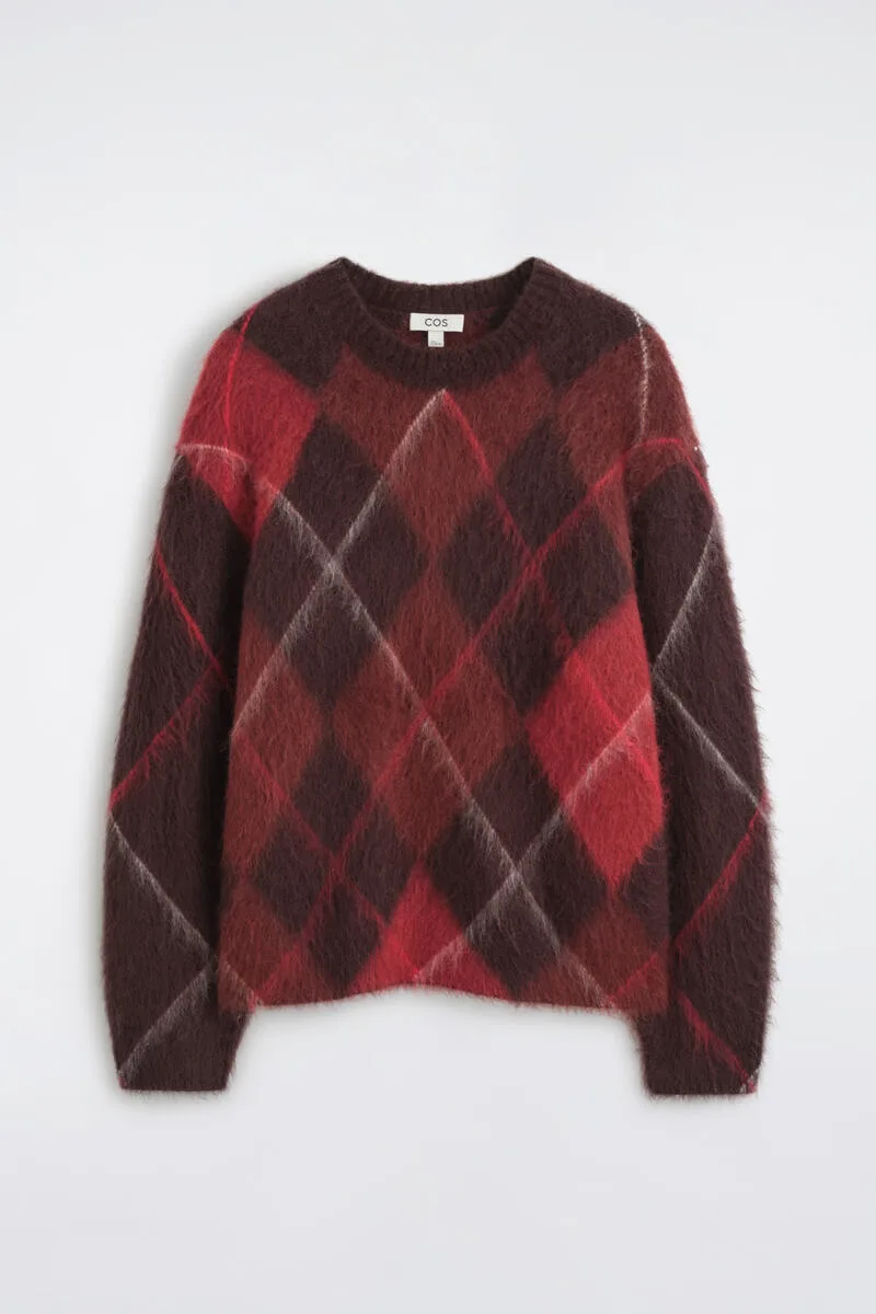 Argyle Wool-Mohair Crew-Neck Jumper by COS