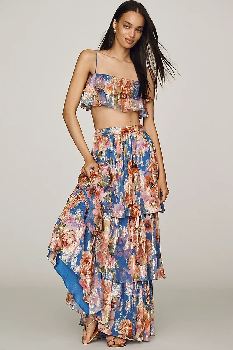 Tiered Maxi Skirt by Hemant & Nandita