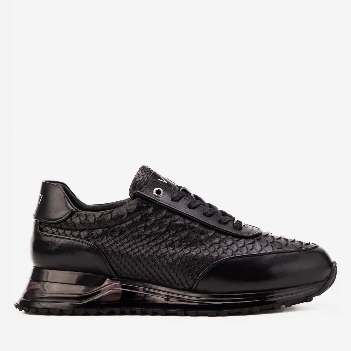 Aetheris Black Genuine Python & Calf Leather Sneaker by Vinci Leather Shoes