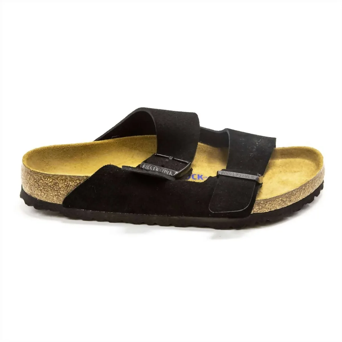 Arizona Soft Footbed Sandals in Black Suede by Birkenstock