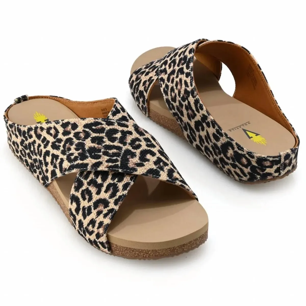 Ablette Ultra Comfort Slip-On Crisscross Slides in Leopard by VOLATILE