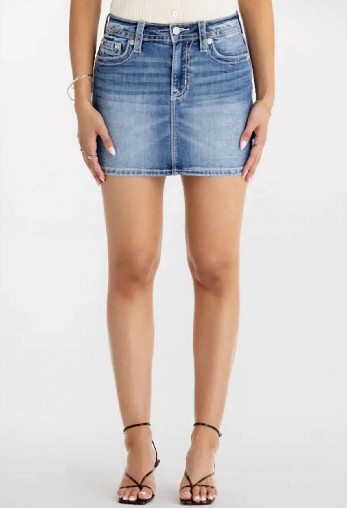 Denim Mini Skirt in Medium Vintage by Miss Me