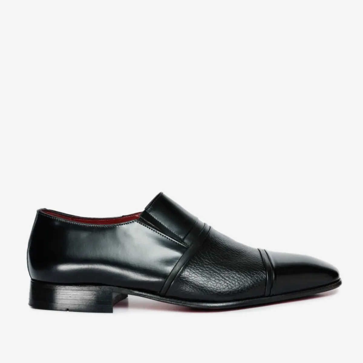 The Everest Black Leather Cap Toe Dress Loafer Shoe by Vinci Leather Shoes
