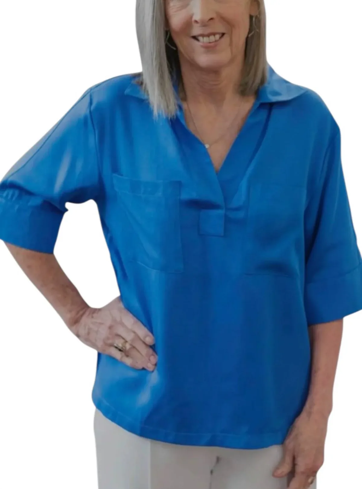 Collared Popover Blouse by TooFan