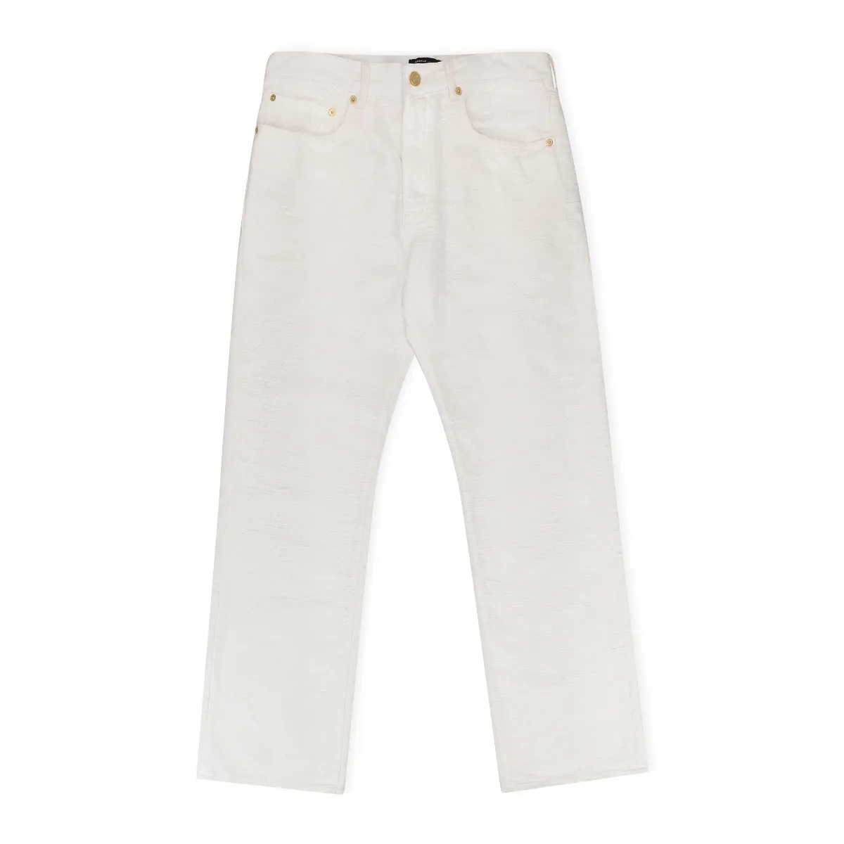 Off White Jacquard Straight Fit Jeans by Purple Brand