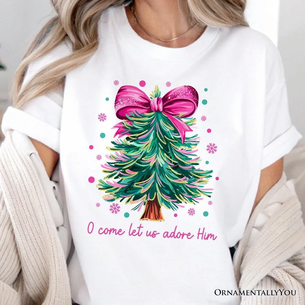Christmas Tree Coquette Bow T-Shirt by OrnamentallyYou