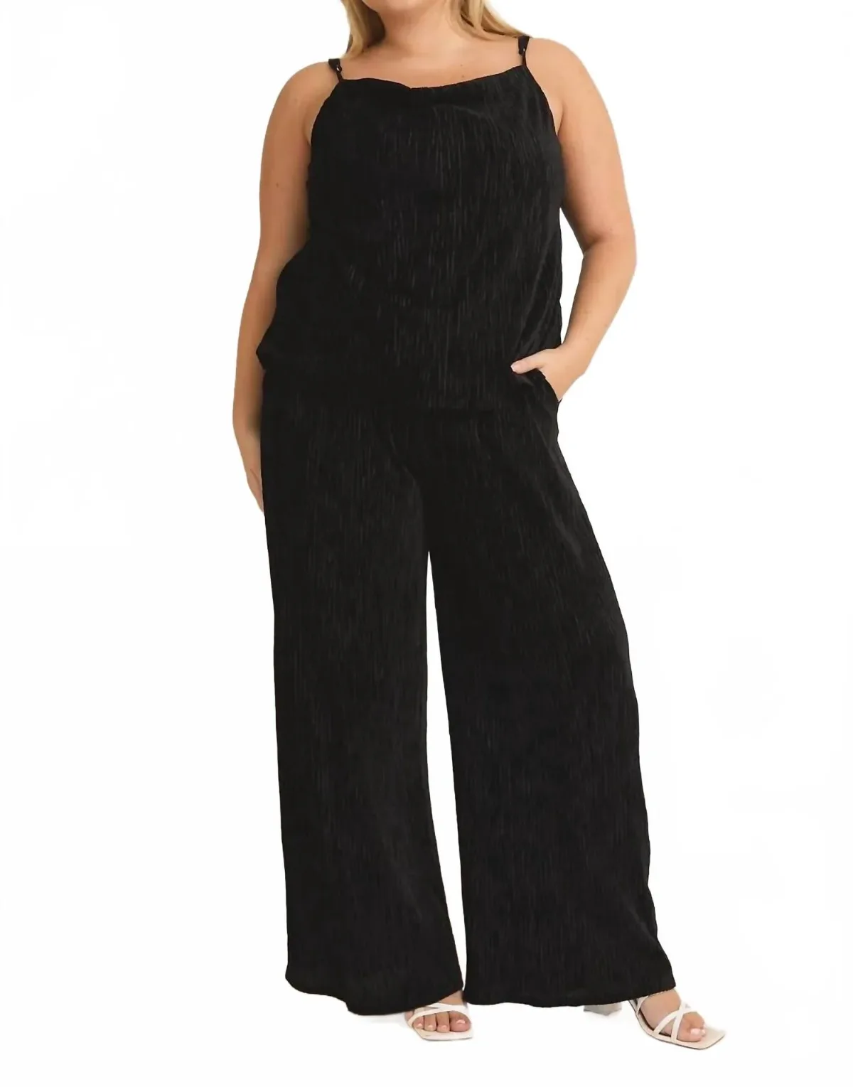 Velvet Cowl Neck Pant Set by GILLI