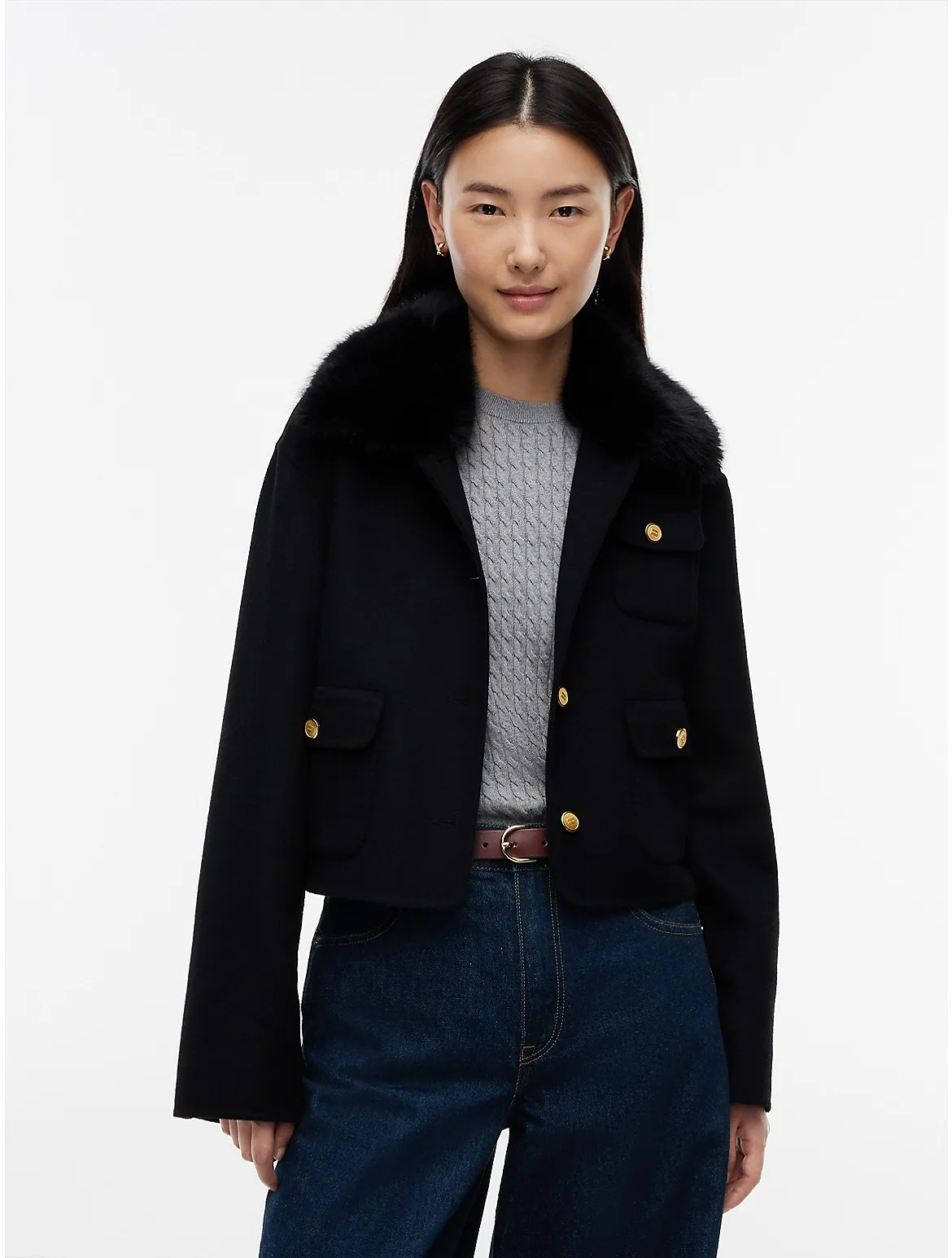 Faux Fur Wool-Blend Lady Jacket