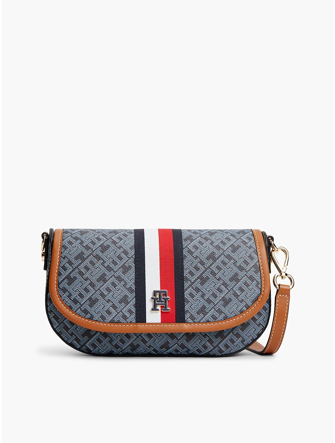 Signature Stripe Monogram Saddle Bag by Tommy Hilfiger