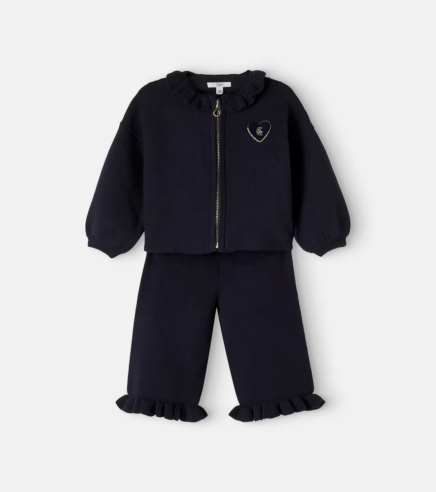 Cotton and Wool Cardigan and Pants Set by Chloe Kids