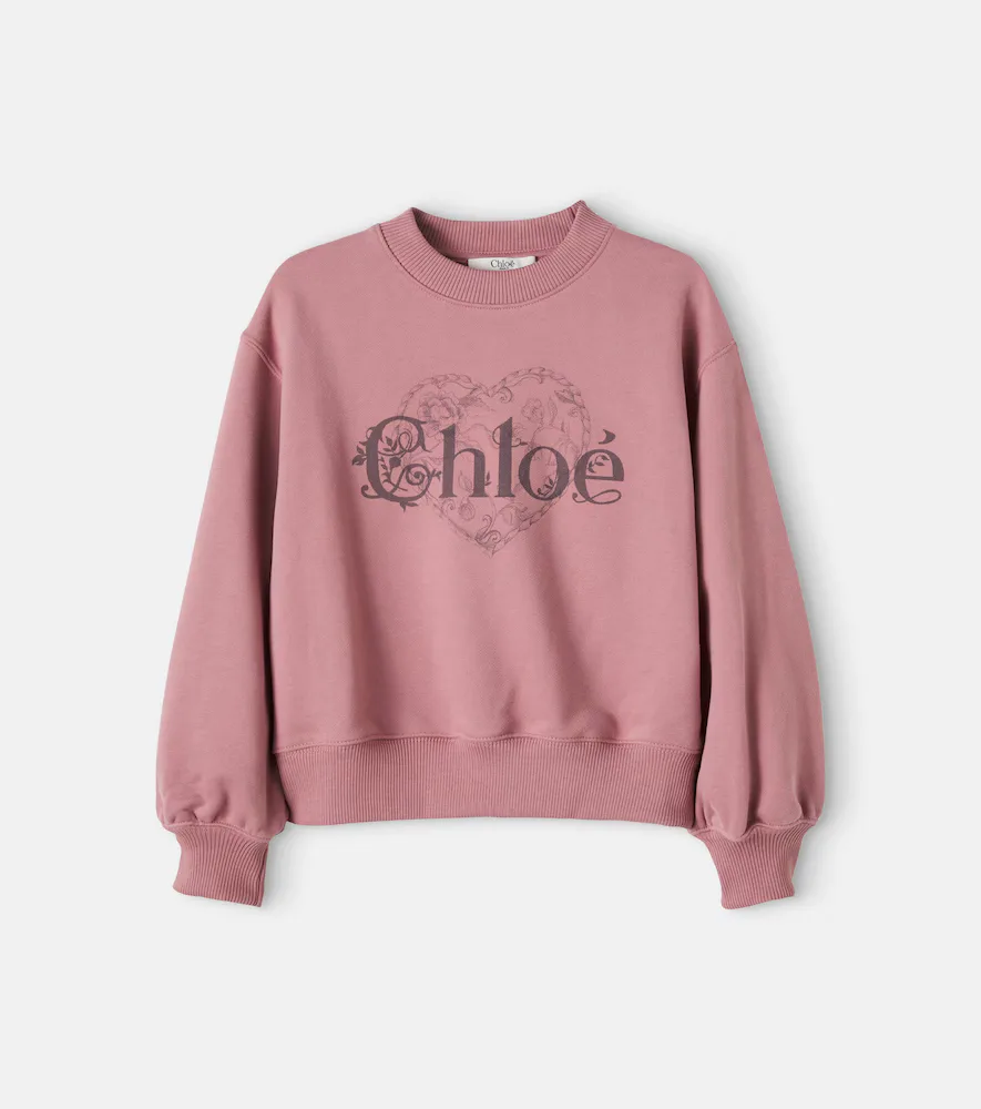Logo Printed Cotton Jersey Sweatshirt by Chloe Kids