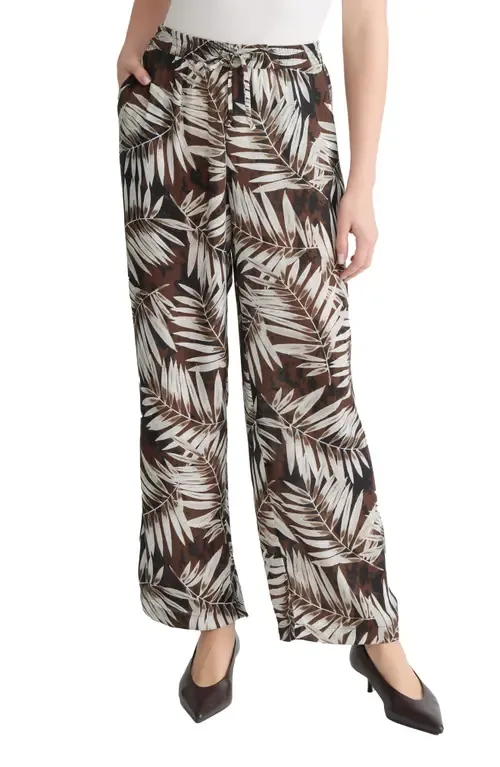 Palm Print Wide Leg Drawstring Pants by Jones New York