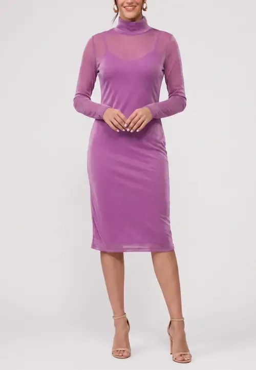 Lydia Mock Neck Mesh Dress by RACHEL Rachel Roy