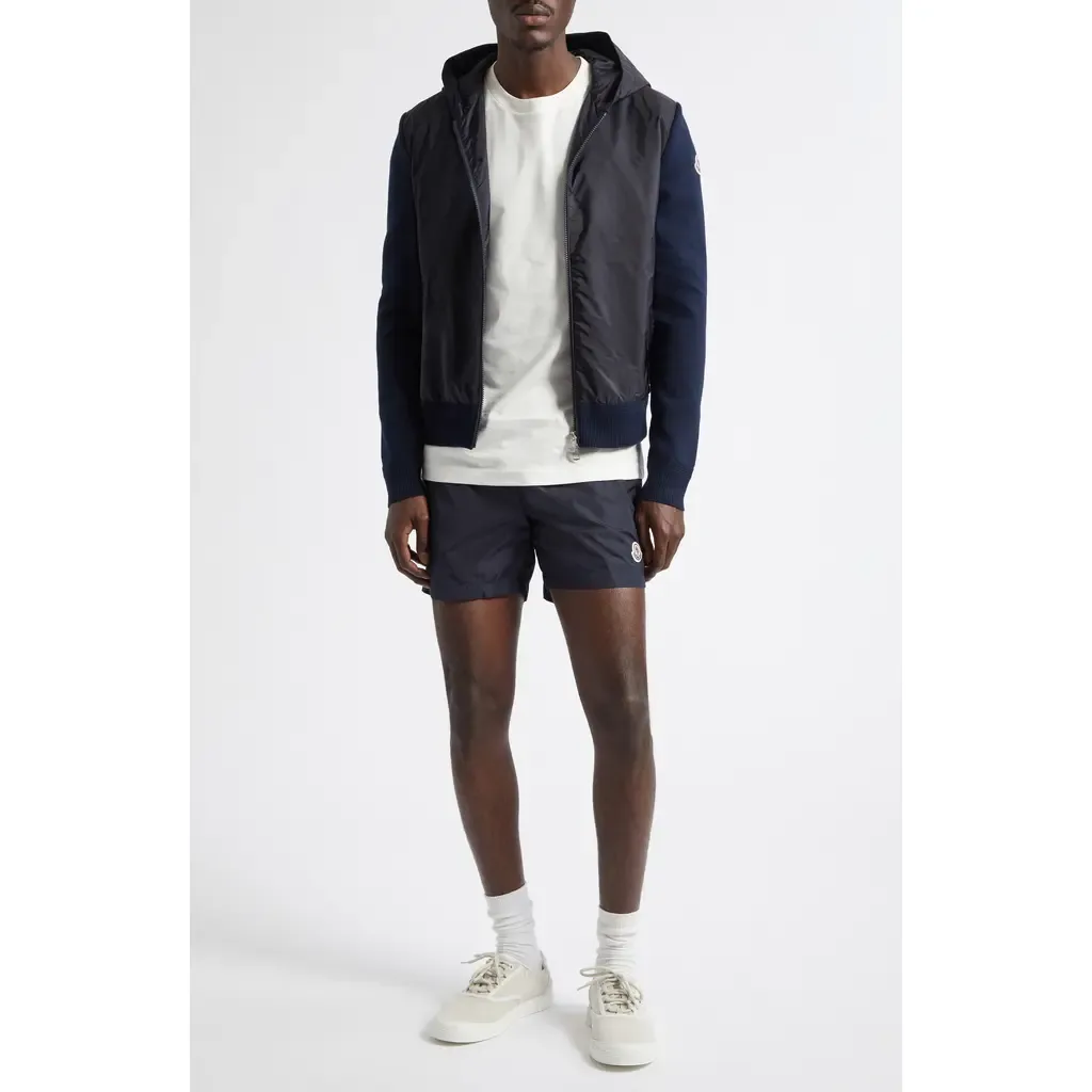 Mixed Media Hooded Cardigan by Moncler