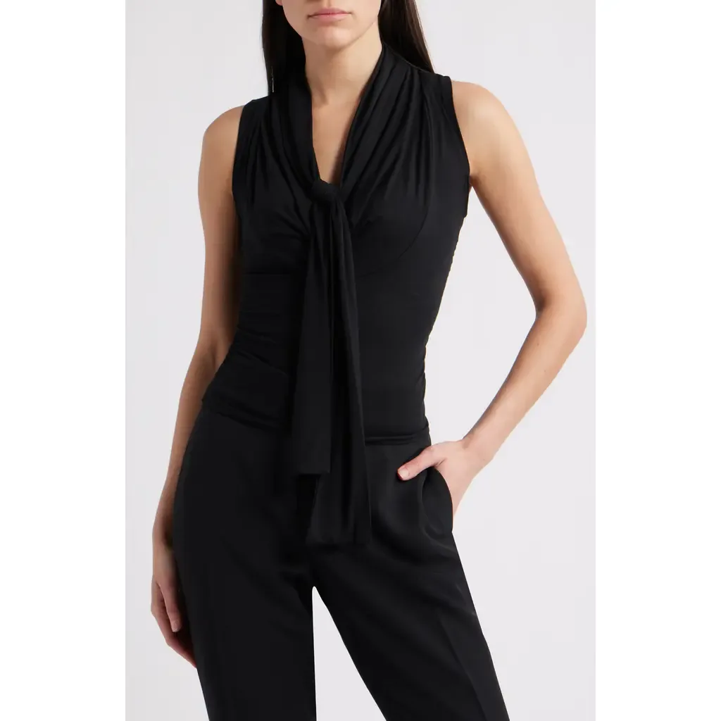 Rani Ruched Tie Neck Sleeveless Top by NIKKI LUND