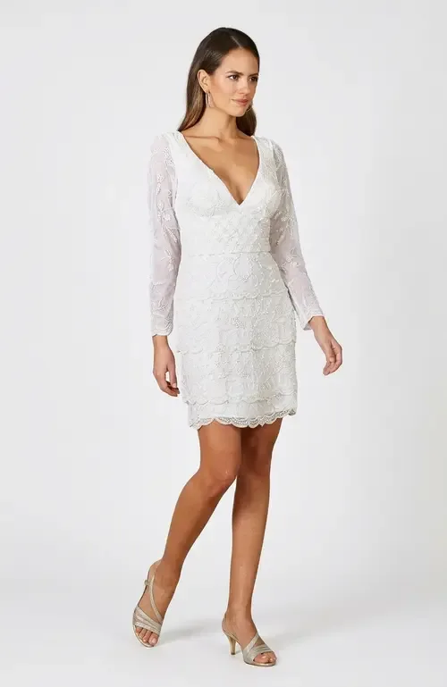 Goldie Beaded V-Neck Mini Dress by LARA New York