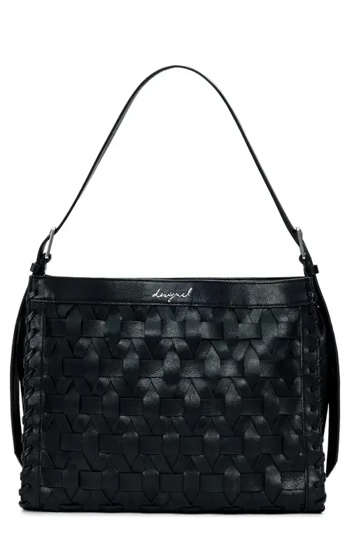 Woven Faux Leather Shoulder Bag by Desigual