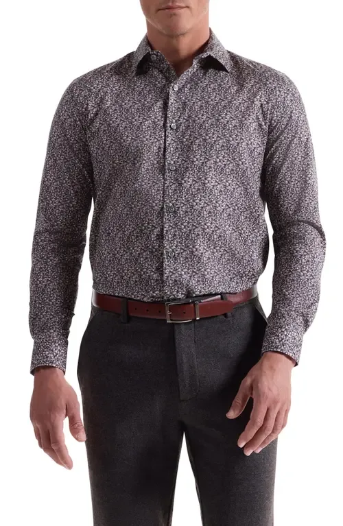 Julian Shaped Fit Pebble Print Button-Up Shirt by Bugatchi