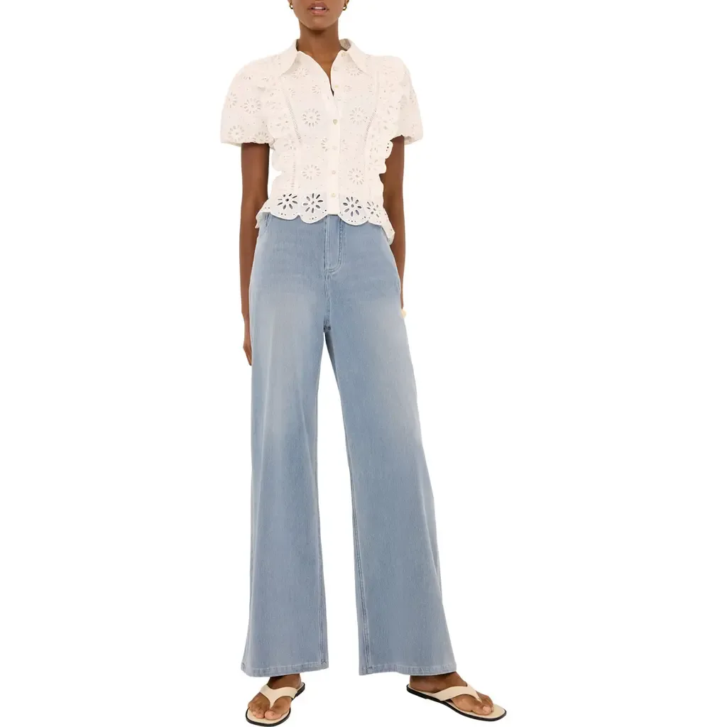 Stretch Denim Wide Leg Travel Jeans by MINT VELVET