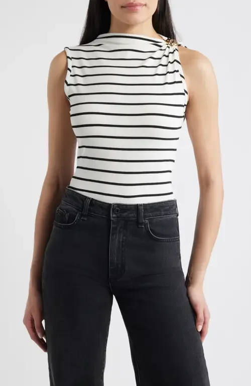 Stripe Side Twist Rib Top by Loveappella