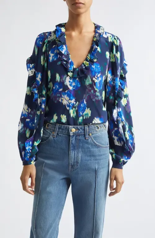 Marguerite Ruffle Silk Top by Ulla Johnson