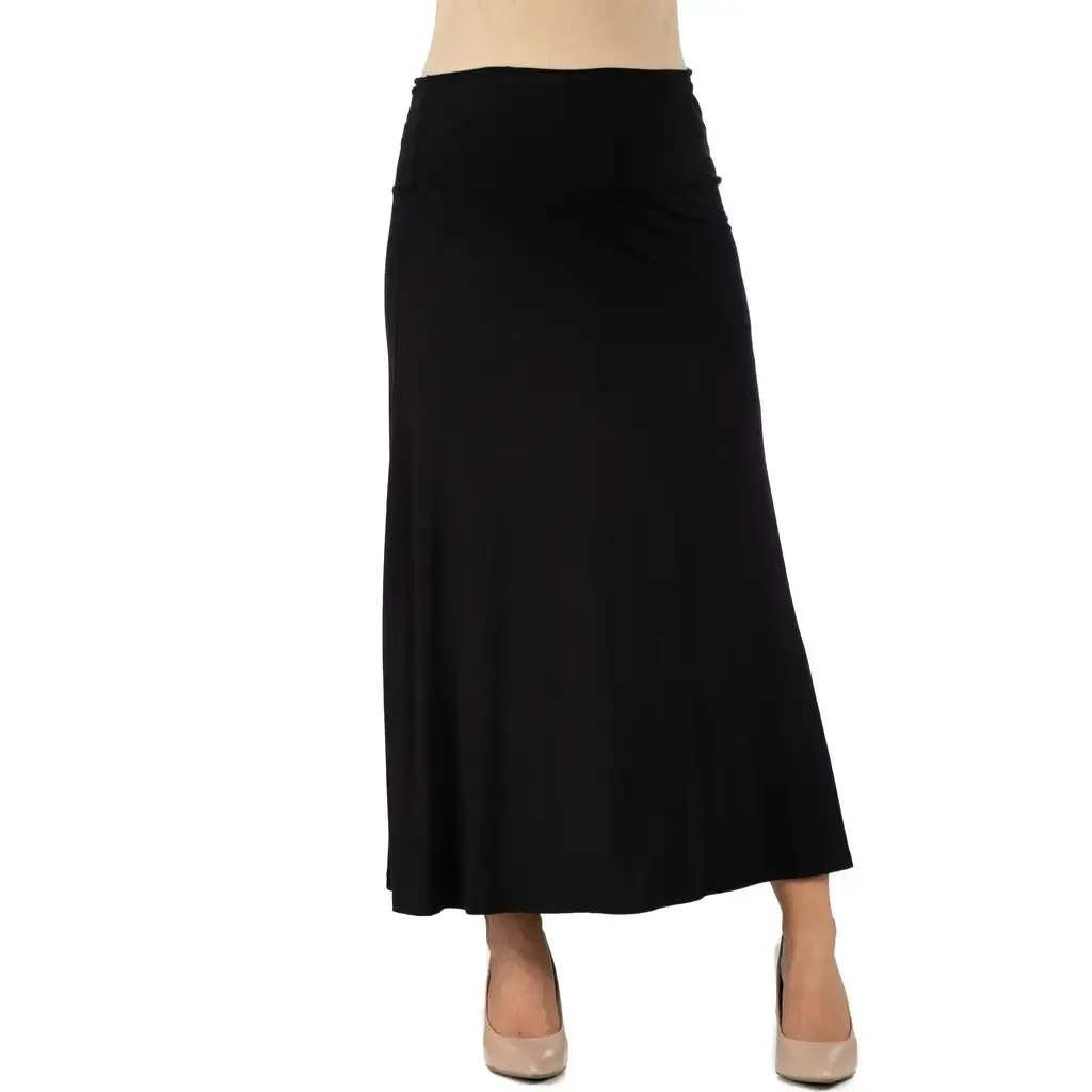 Maternity Elastic Waist Maxi Skirt by 24seven Comfort Apparel